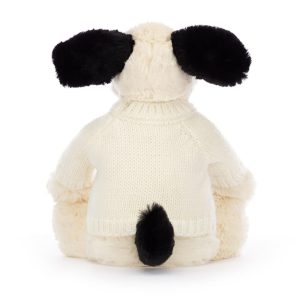 Bashful Black & Cream Puppy with Personalised Cream Jumper