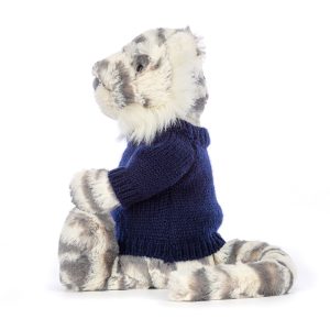 Bashful Snow Tiger with Personalised Navy Jumper