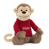 Bashful Monkey with Personalised Red Jumper